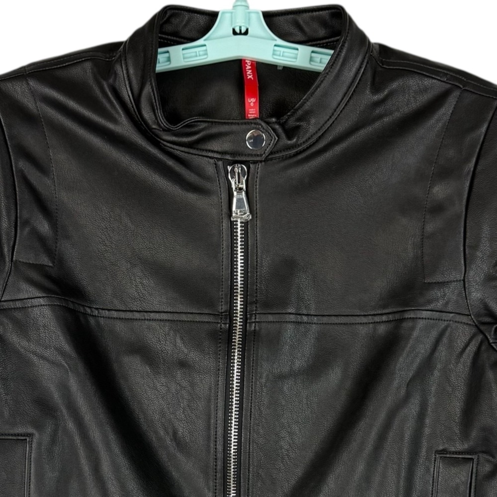 Spanx Women's Black Faux Leather Moto Jacket Size Large NWT – Sleek Edgy Style - Picture 3 of 11